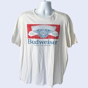Budweiser King of Beers Graphic T-Shirt 2XL White Classic Logo